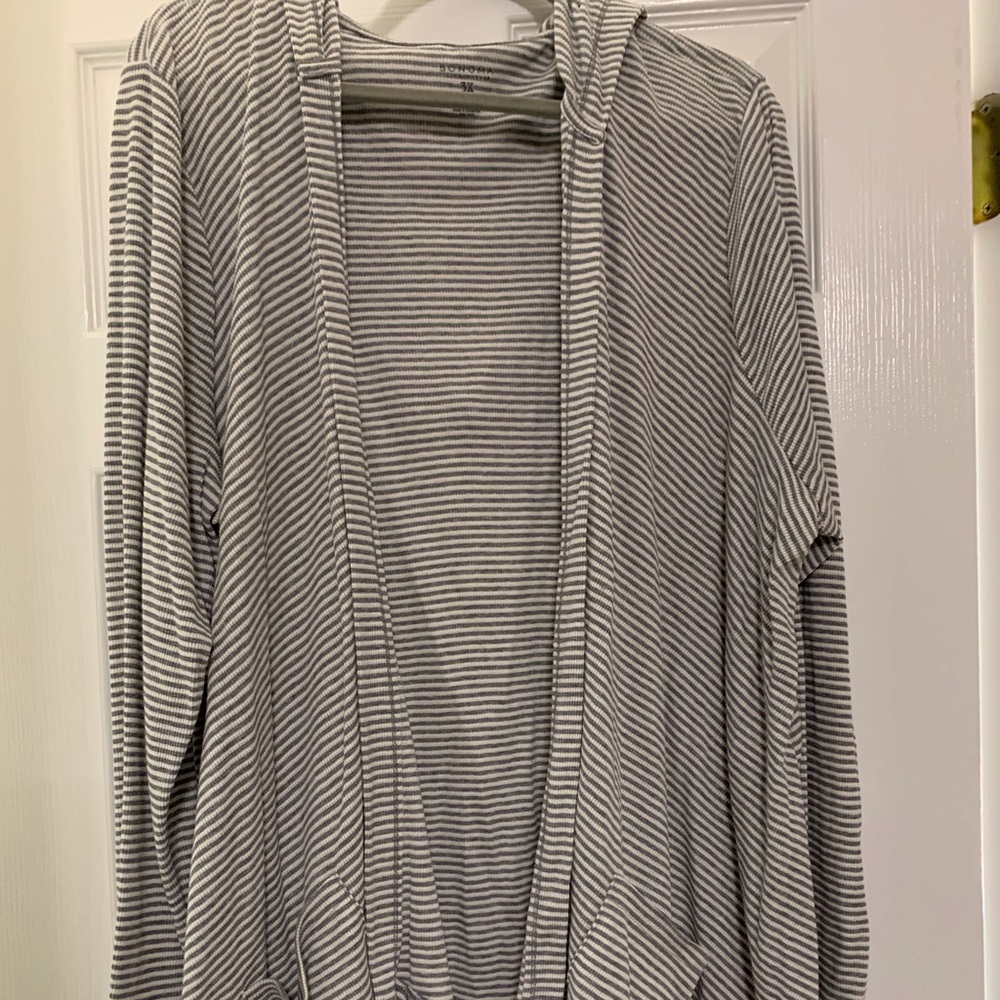 Grey/ white stripe light weight jacket